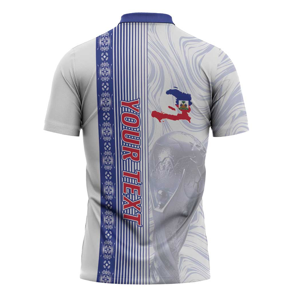 Custom Afro-Haiti Football Zipper Polo Shirt 2026 Grenadye Alaso White Version - Wonder Print Shop