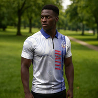 Custom Afro-Haiti Football Zipper Polo Shirt 2026 Grenadye Alaso White Version - Wonder Print Shop