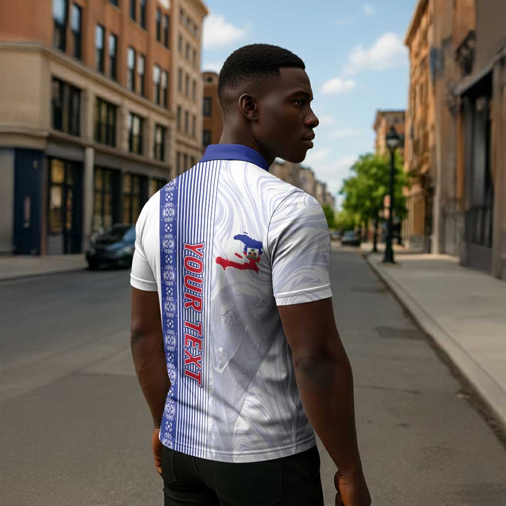 Custom Afro-Haiti Football Zipper Polo Shirt 2026 Grenadye Alaso White Version - Wonder Print Shop