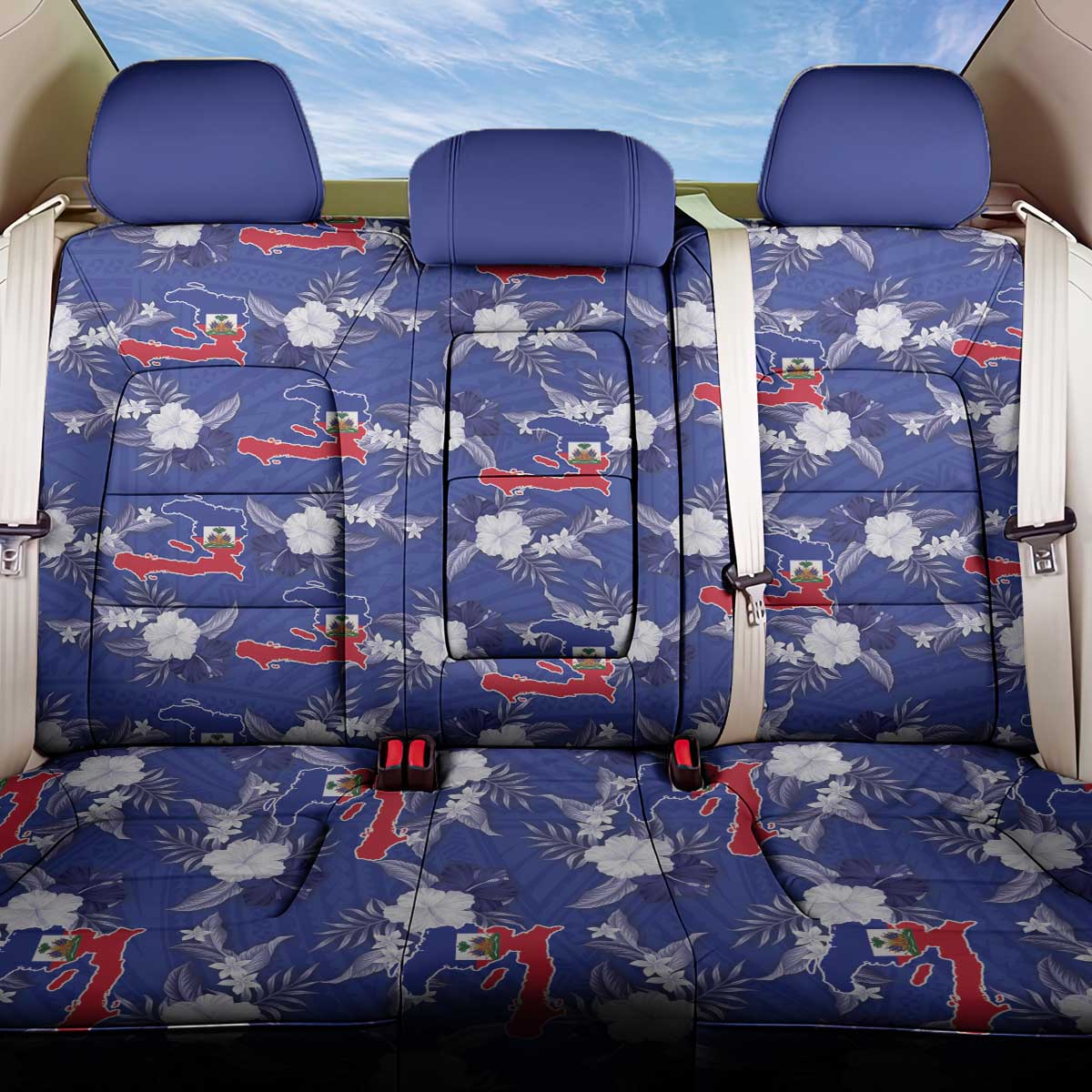 Afro-Haitians Back Car Seat Cover Ayiti Map and Rose Kayenn Tropical Style - Wonder Print Shop
