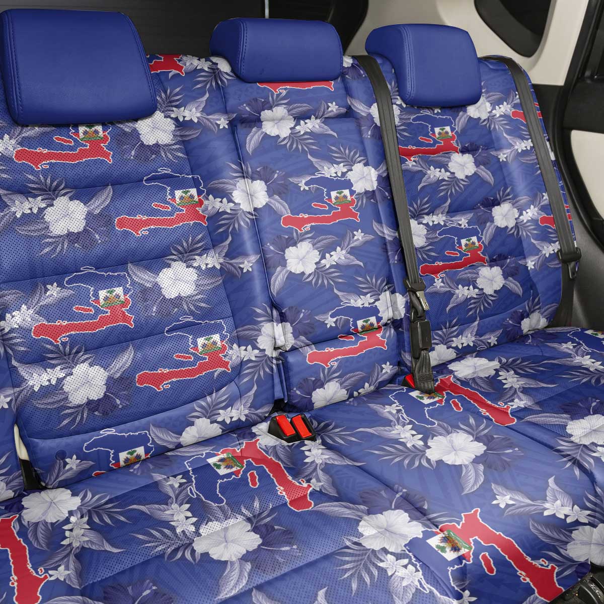 Afro-Haitians Back Car Seat Cover Ayiti Map and Rose Kayenn Tropical Style - Wonder Print Shop