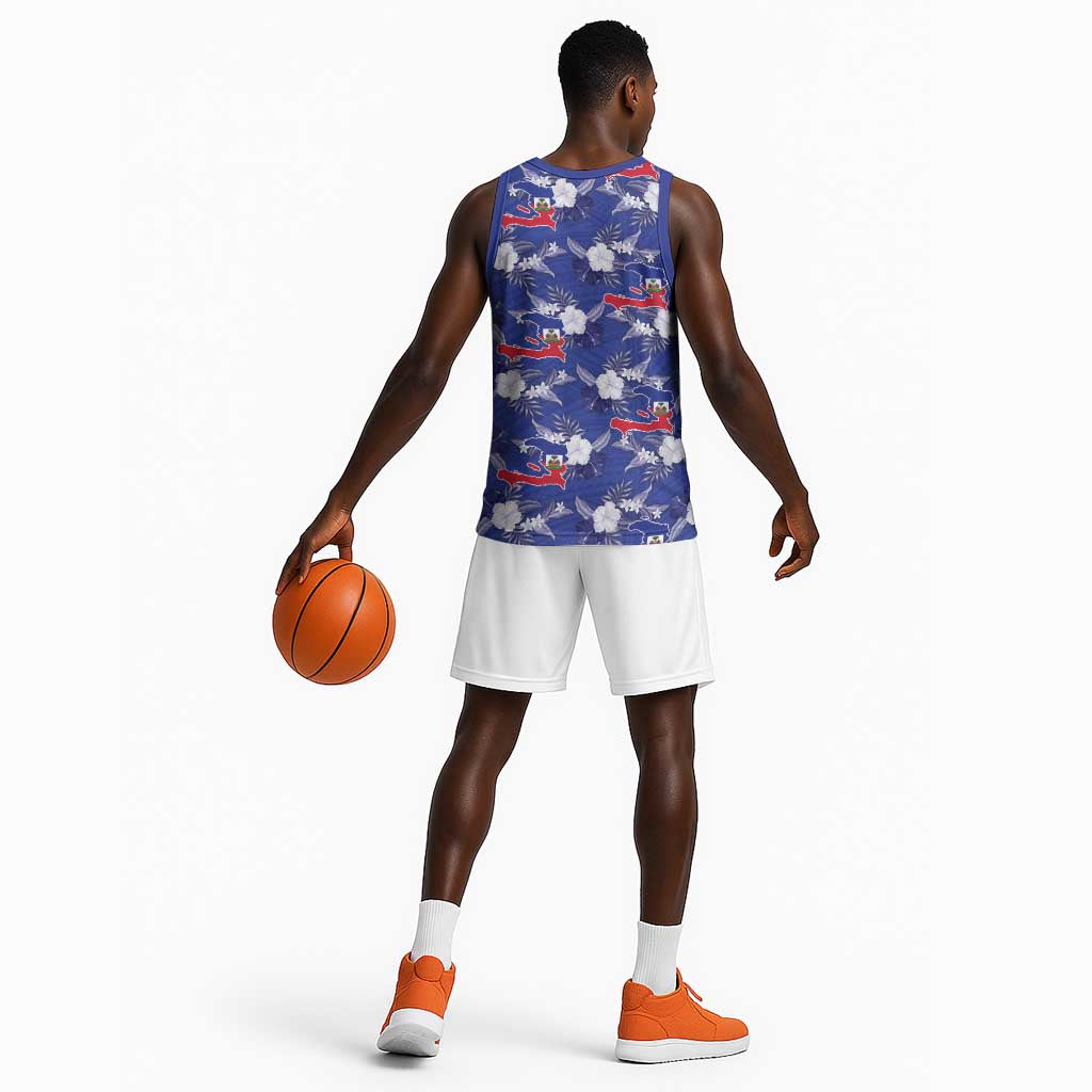 Afro-Haitians Basketball Jersey Ayiti Map and Rose Kayenn Tropical Style - Wonder Print Shop