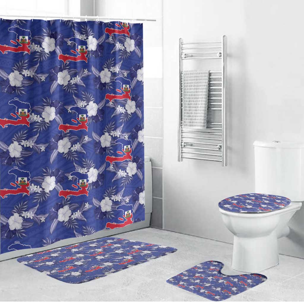Afro-Haitians Bathroom Set Ayiti Map and Rose Kayenn Tropical Style - Wonder Print Shop