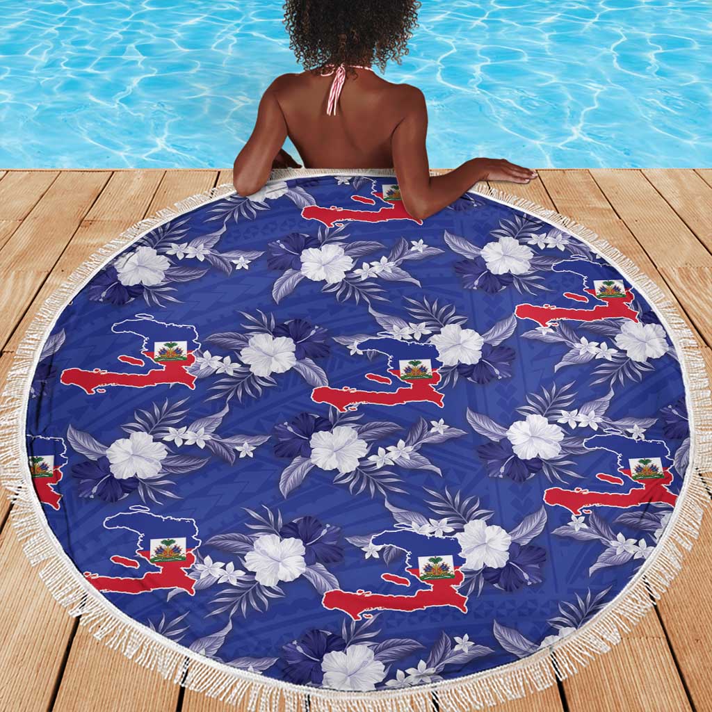 Afro-Haitians Beach Blanket Ayiti Map and Rose Kayenn Tropical Style - Wonder Print Shop