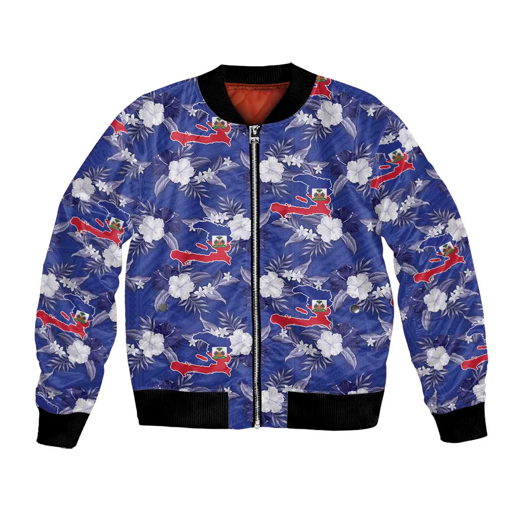 Afro-Haitians Bomber Jacket Ayiti Map and Rose Kayenn Tropical Style - Wonder Print Shop