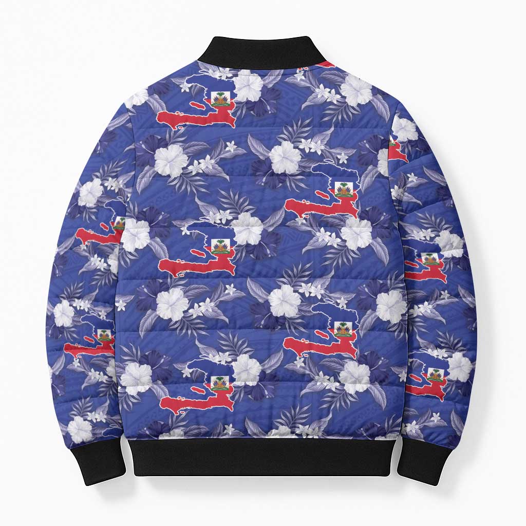 Afro-Haitians Bomber Puffer Jacket Ayiti Map and Rose Kayenn Tropical Style - Wonder Print Shop