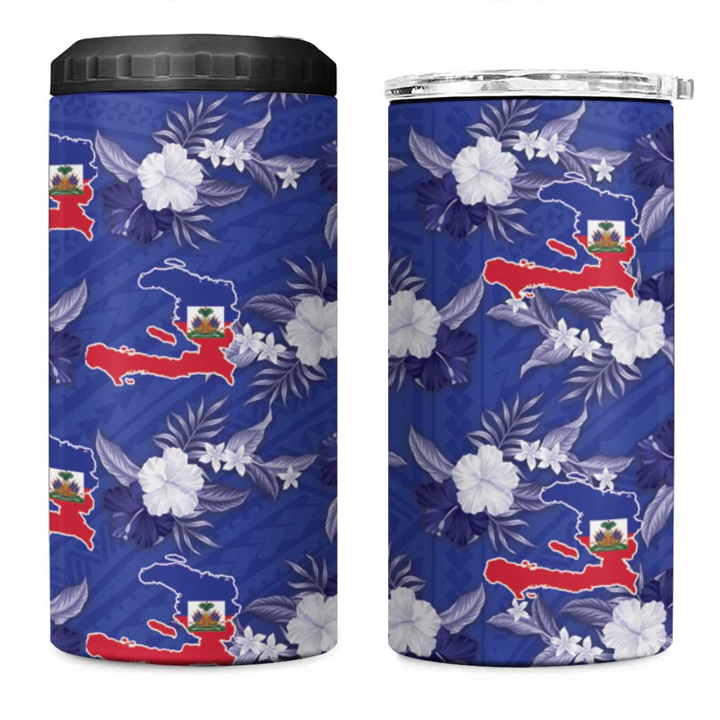 Afro-Haitians 4 in 1 Can Cooler Tumbler Ayiti Map and Rose Kayenn Tropical Style - Wonder Print Shop