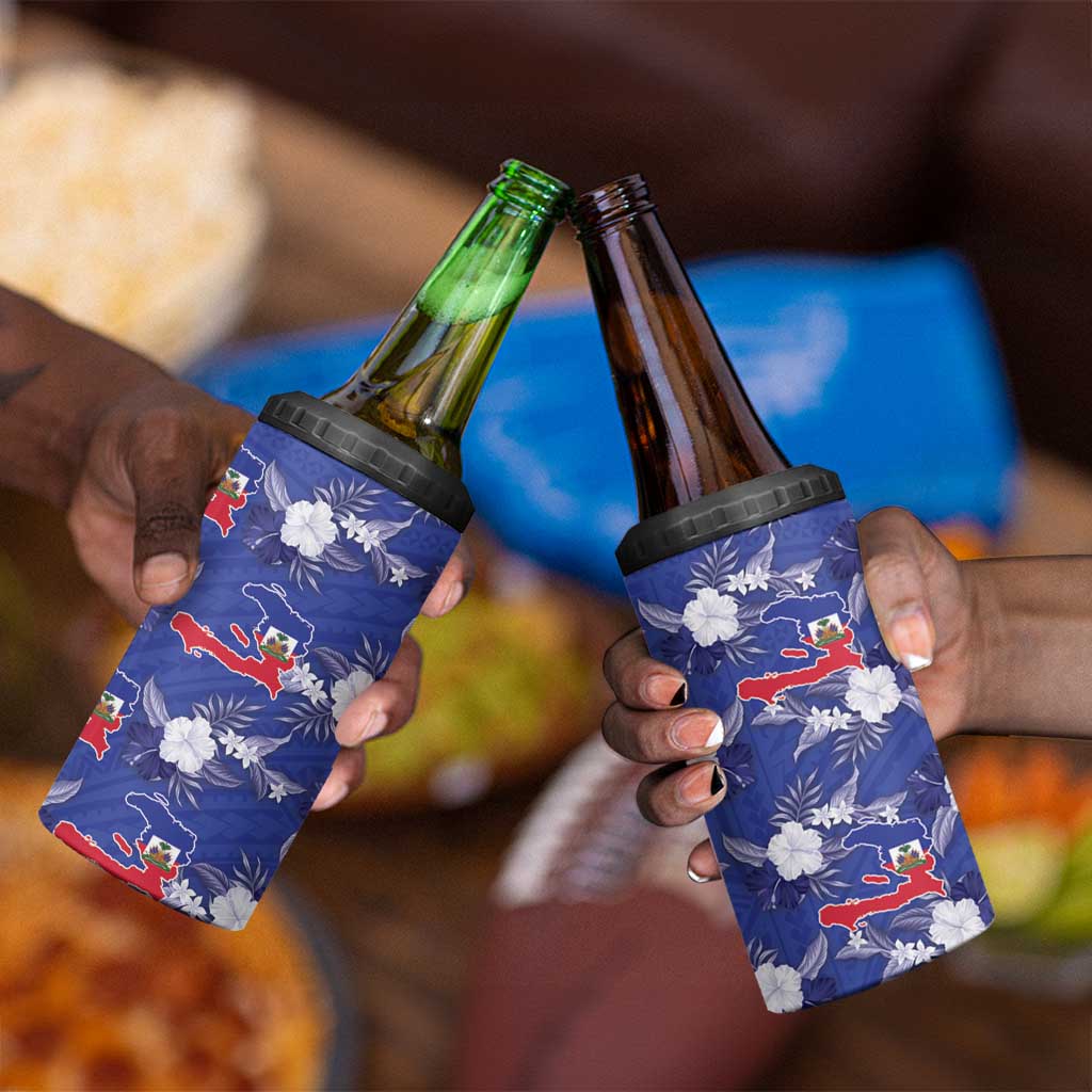 Afro-Haitians 4 in 1 Can Cooler Tumbler Ayiti Map and Rose Kayenn Tropical Style - Wonder Print Shop