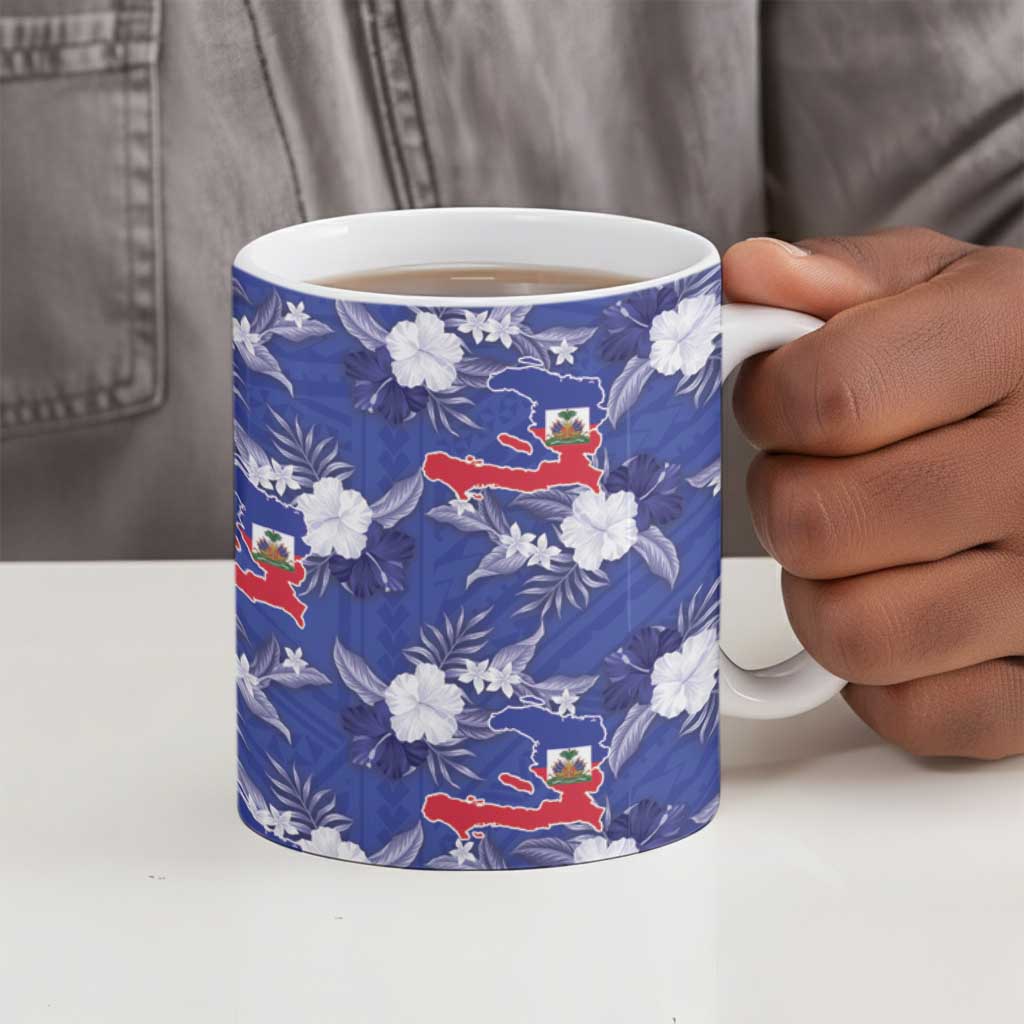 Afro-Haitians Ceramic Mug Ayiti Map and Rose Kayenn Tropical Style - Wonder Print Shop