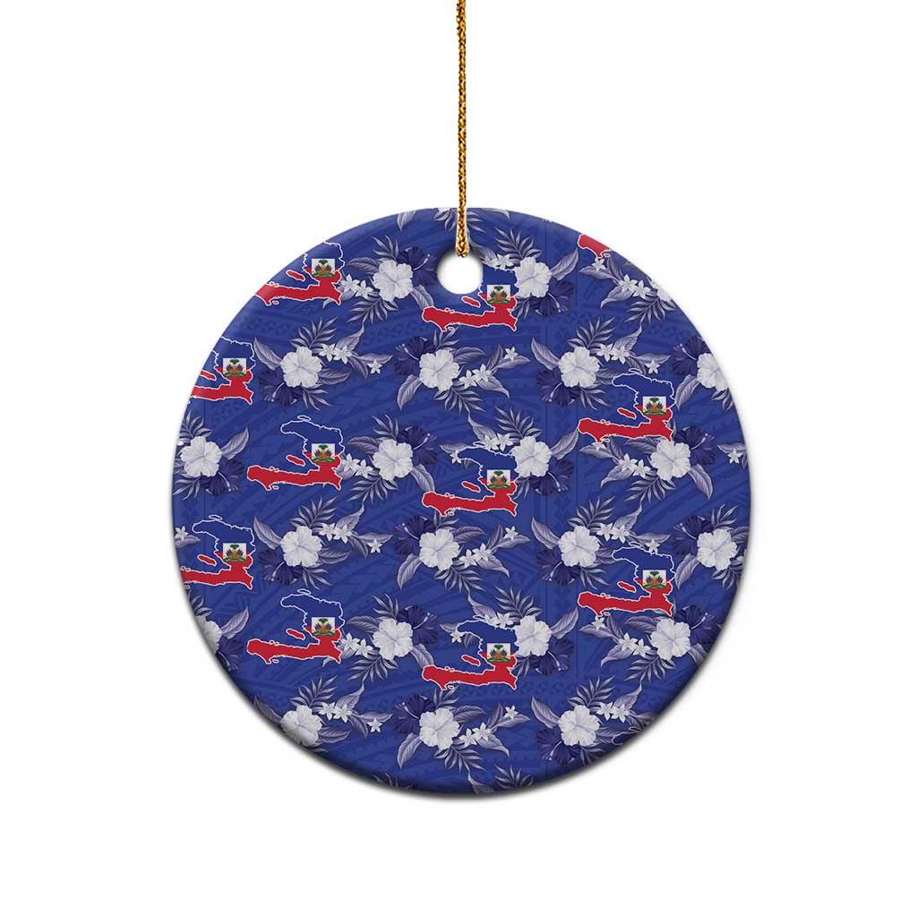 Afro-Haitians Ceramic Ornament Ayiti Map and Rose Kayenn Tropical Style - Wonder Print Shop