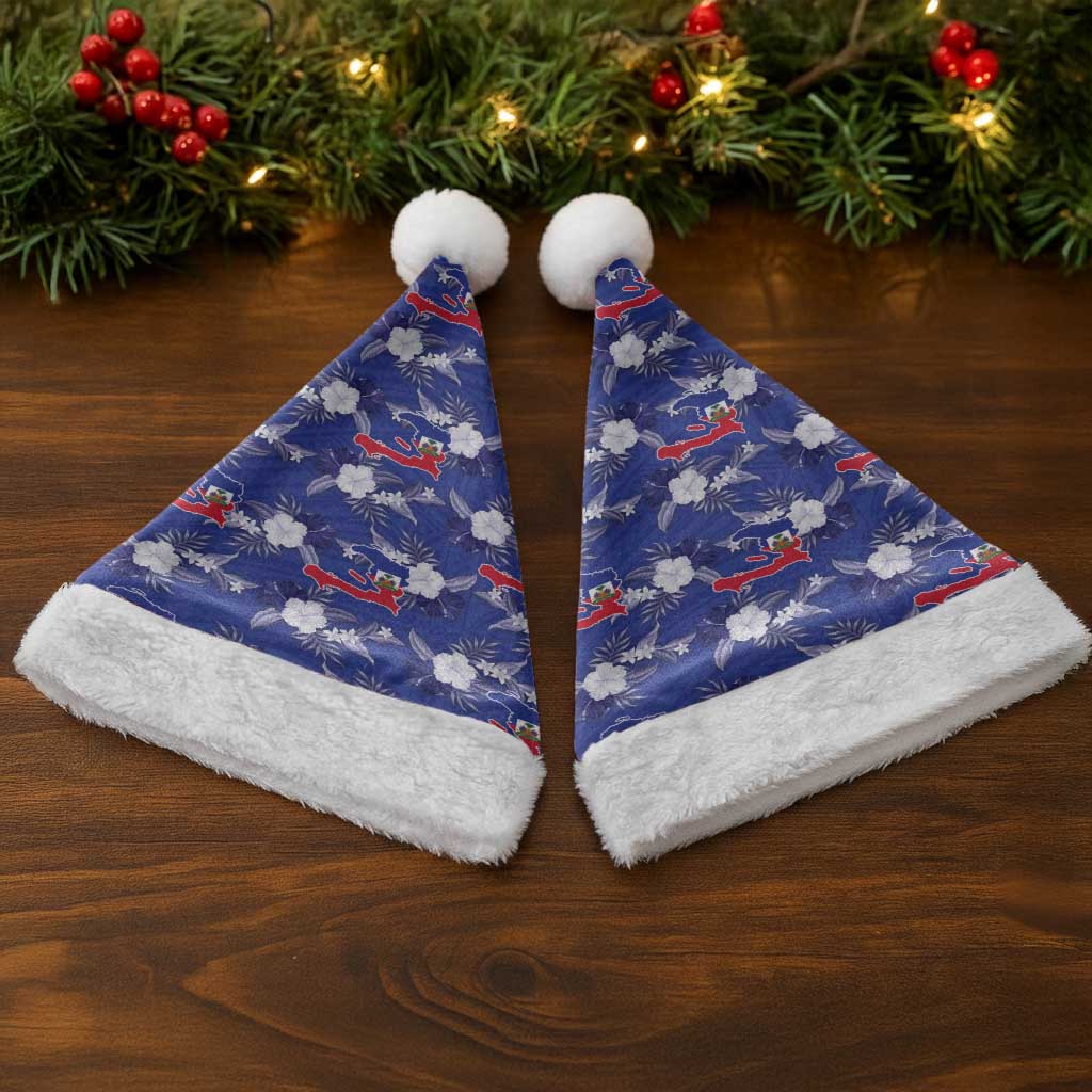 Afro-Haitians Christmas Santa Hat Ayiti Map and Rose Kayenn Tropical Style - Wonder Print Shop