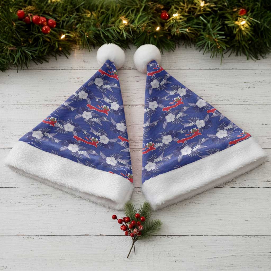 Afro-Haitians Christmas Santa Hat Ayiti Map and Rose Kayenn Tropical Style - Wonder Print Shop