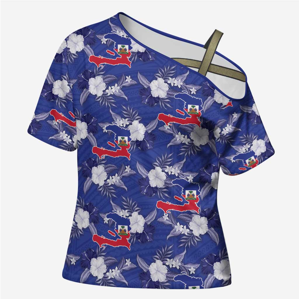 Afro-Haitians Cross Shoulder Shirt Ayiti Map and Rose Kayenn Tropical Style - Wonder Print Shop
