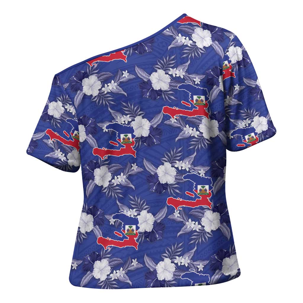 Afro-Haitians Cross Shoulder Shirt Ayiti Map and Rose Kayenn Tropical Style - Wonder Print Shop