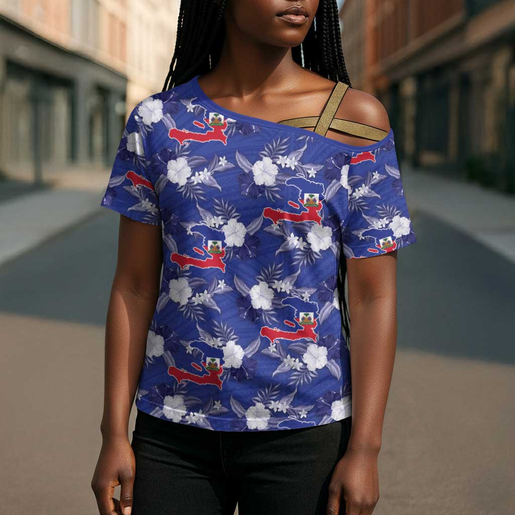 Afro-Haitians Cross Shoulder Shirt Ayiti Map and Rose Kayenn Tropical Style - Wonder Print Shop