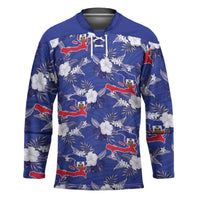 Afro-Haitians Hockey Jersey Ayiti Map and Rose Kayenn Tropical Style - Wonder Print Shop