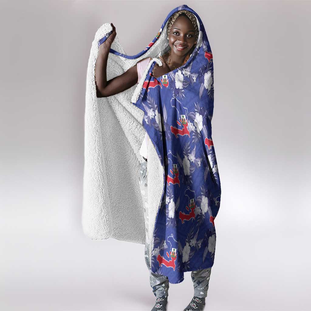 Afro-Haitians Hooded Blanket Ayiti Map and Rose Kayenn Tropical Style - Wonder Print Shop