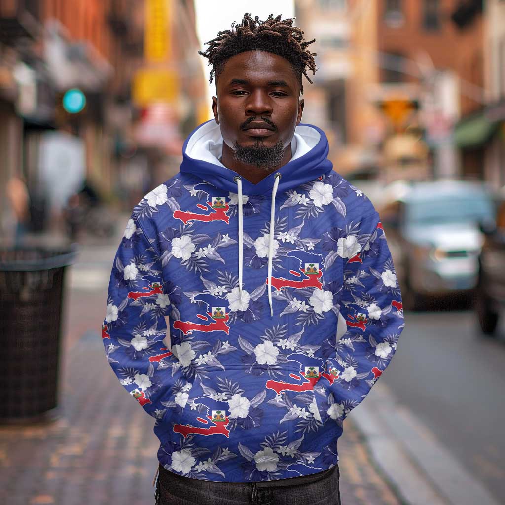 Afro-Haitians Hoodie Ayiti Map and Rose Kayenn Tropical Style - Wonder Print Shop