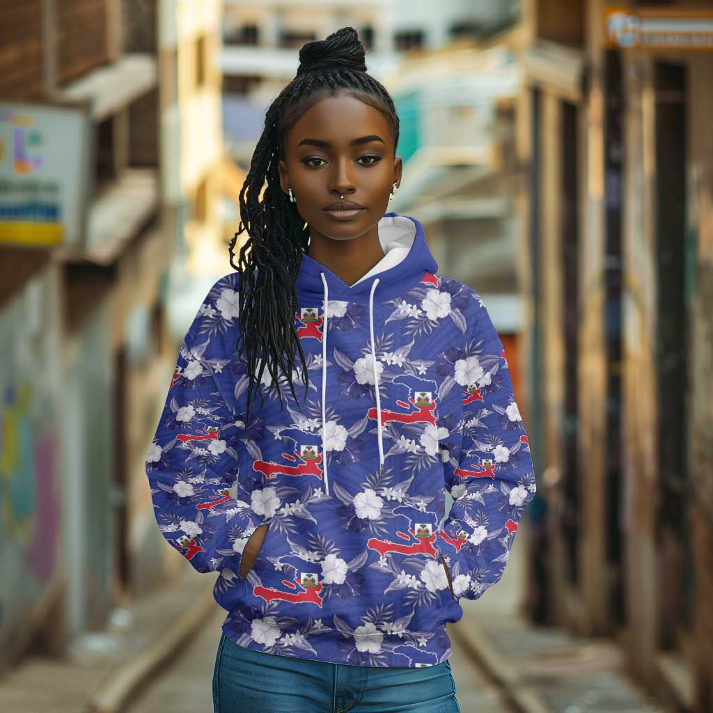 Afro-Haitians Hoodie Ayiti Map and Rose Kayenn Tropical Style - Wonder Print Shop