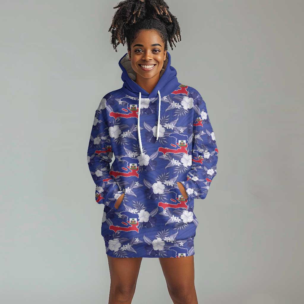 Afro-Haitians Hoodie Dress Ayiti Map and Rose Kayenn Tropical Style - Wonder Print Shop