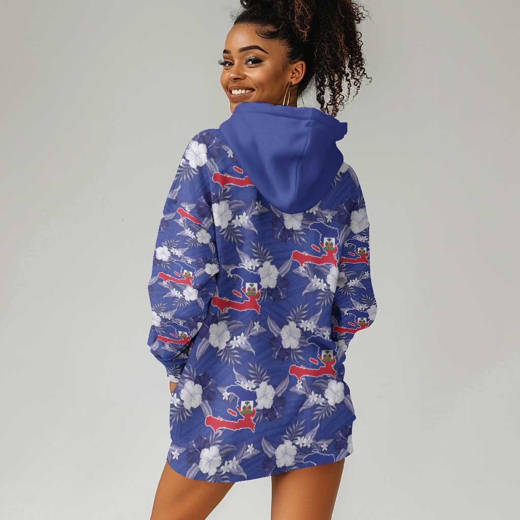Afro-Haitians Hoodie Dress Ayiti Map and Rose Kayenn Tropical Style - Wonder Print Shop