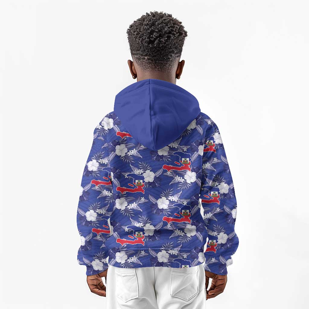 Afro-Haitians Kid Hoodie Ayiti Map and Rose Kayenn Tropical Style - Wonder Print Shop