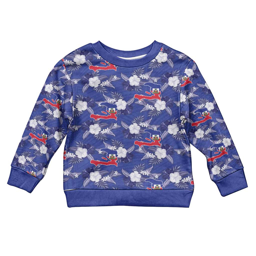 Afro-Haitians Kid Ugly Christmas Sweater Ayiti Map and Rose Kayenn Tropical Style - Wonder Print Shop