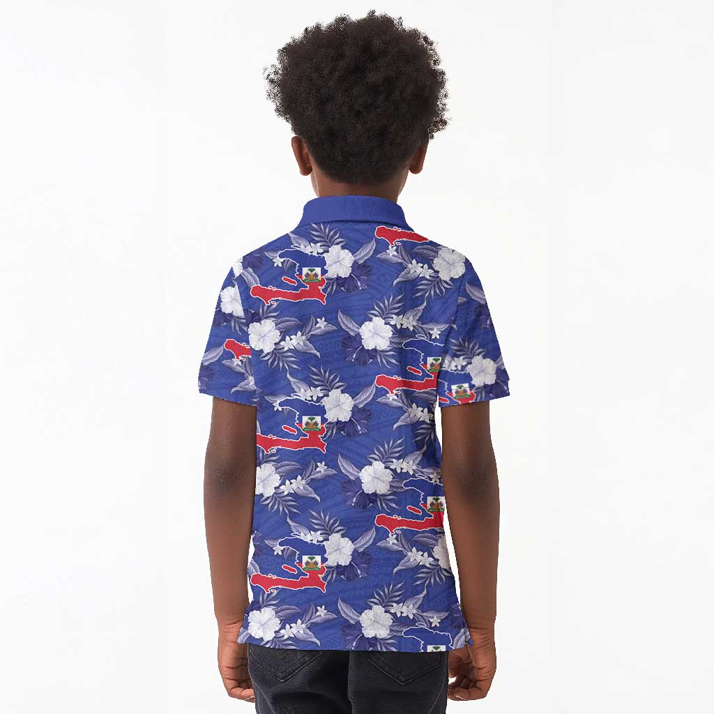 Afro-Haitians Kid Polo Shirt Ayiti Map and Rose Kayenn Tropical Style LT14