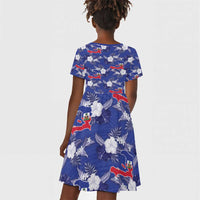 Afro-Haitians Kid Short Sleeve Dress Ayiti Map and Rose Kayenn Tropical Style LT14