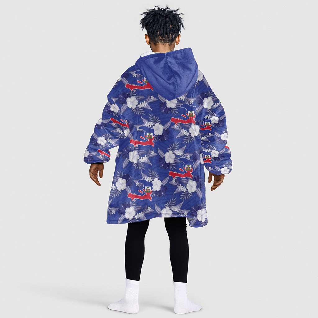 Afro-Haitians Kid Wearable Blanket Hoodie Ayiti Map and Rose Kayenn Tropical Style - Wonder Print Shop
