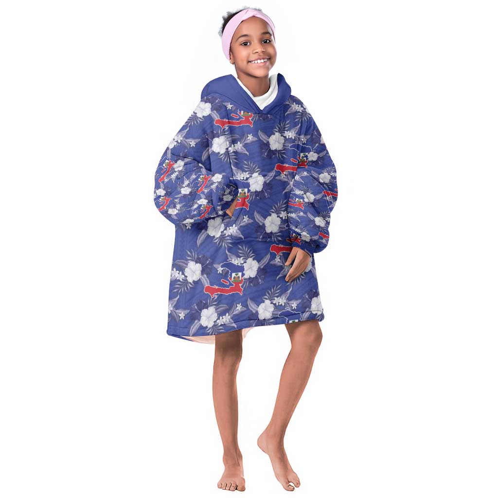 Afro-Haitians Kid Wearable Blanket Hoodie Ayiti Map and Rose Kayenn Tropical Style - Wonder Print Shop