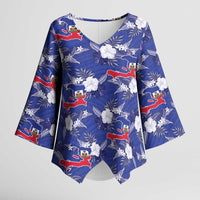 Afro-Haitians Kimono Sleeve Blouse Ayiti Map and Rose Kayenn Tropical Style - Wonder Print Shop