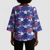Afro-Haitians Kimono Sleeve Blouse Ayiti Map and Rose Kayenn Tropical Style - Wonder Print Shop