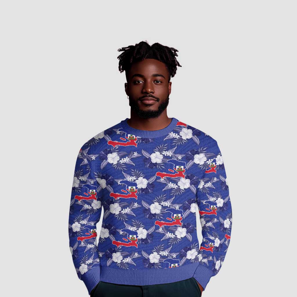 Afro-Haitians Ugly Christmas Sweater Ayiti Map and Rose Kayenn Tropical Style - Wonder Print Shop