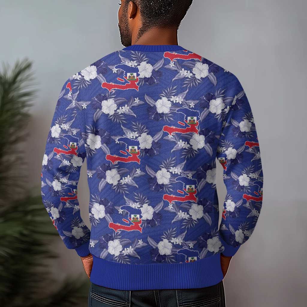Afro-Haitians Ugly Christmas Sweater Ayiti Map and Rose Kayenn Tropical Style - Wonder Print Shop