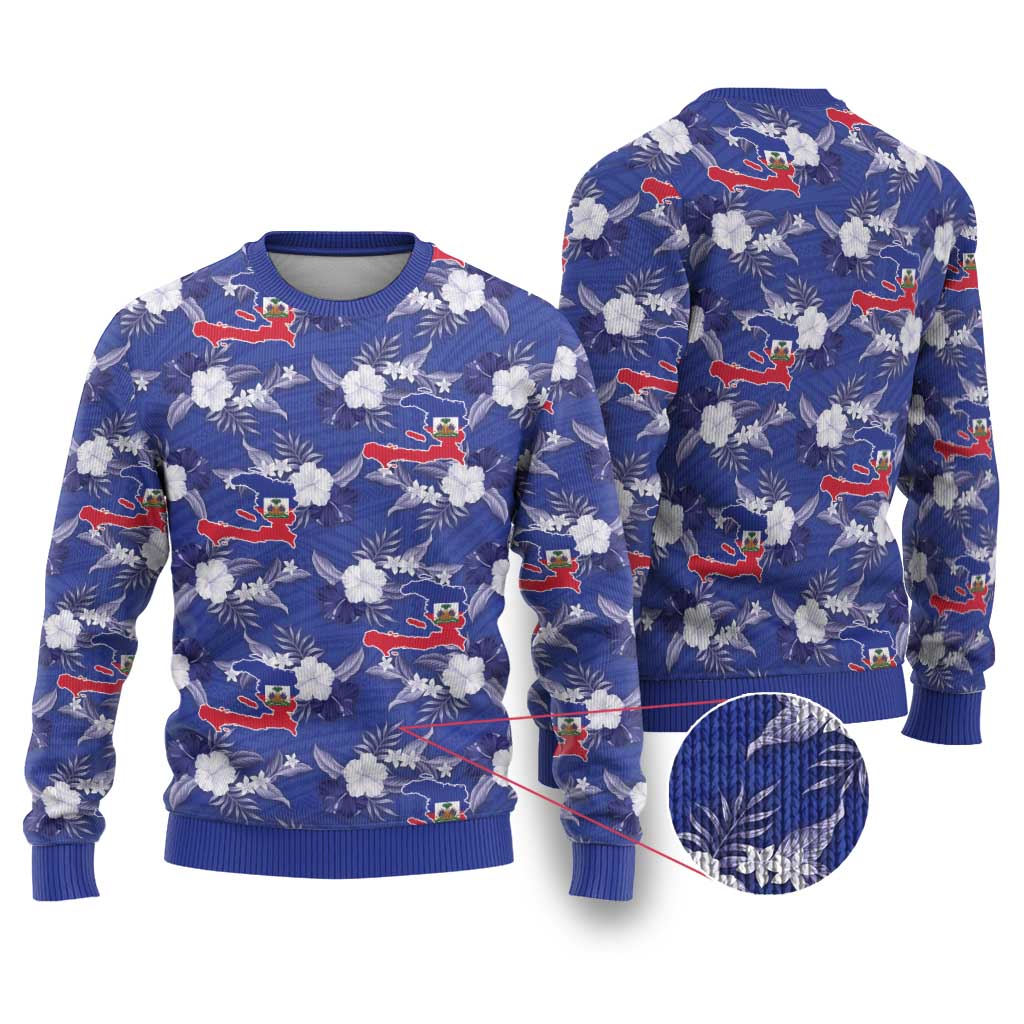 Afro-Haitians Ugly Christmas Sweater Ayiti Map and Rose Kayenn Tropical Style - Wonder Print Shop