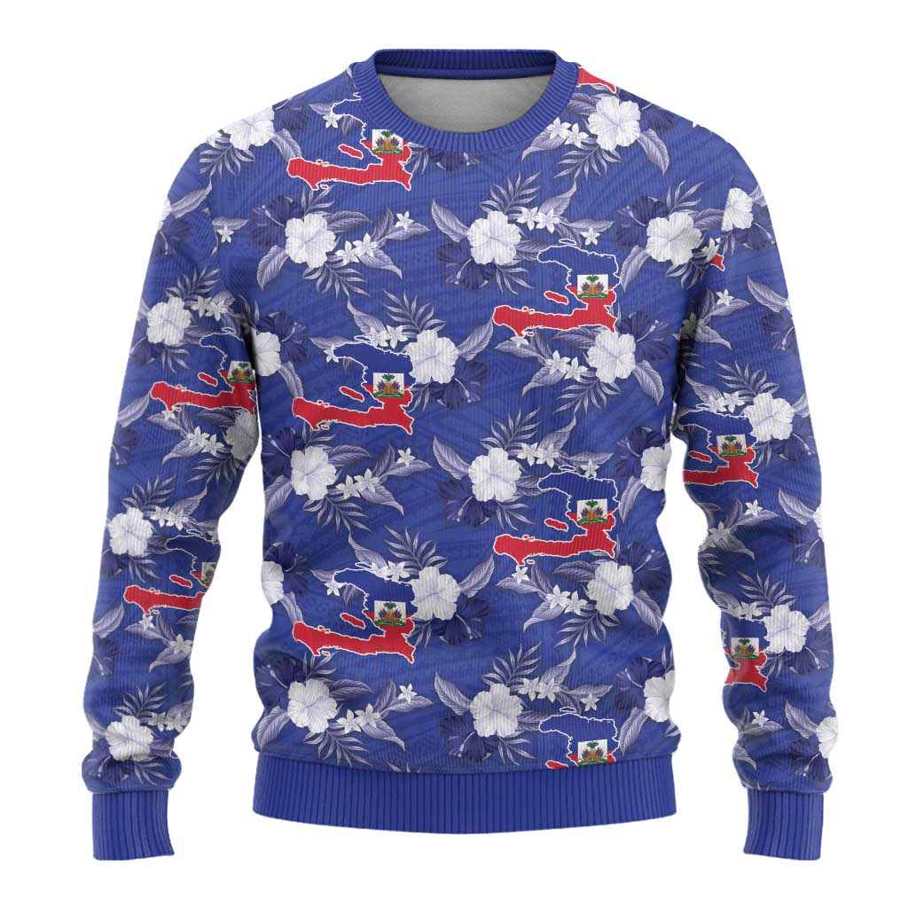 Afro-Haitians Ugly Christmas Sweater Ayiti Map and Rose Kayenn Tropical Style - Wonder Print Shop