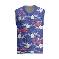 Afro-Haitians Christmas Knitted V-Neck Vest Ayiti Map and Rose Kayenn Tropical Style - Wonder Print Shop