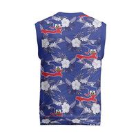 Afro-Haitians Christmas Knitted V-Neck Vest Ayiti Map and Rose Kayenn Tropical Style - Wonder Print Shop