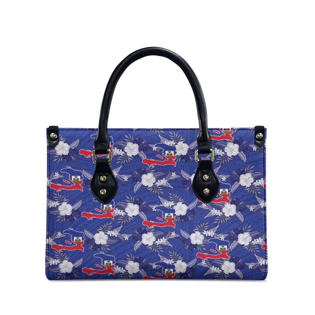 Afro-Haitians Leather Bag Ayiti Map and Rose Kayenn Tropical Style - Wonder Print Shop