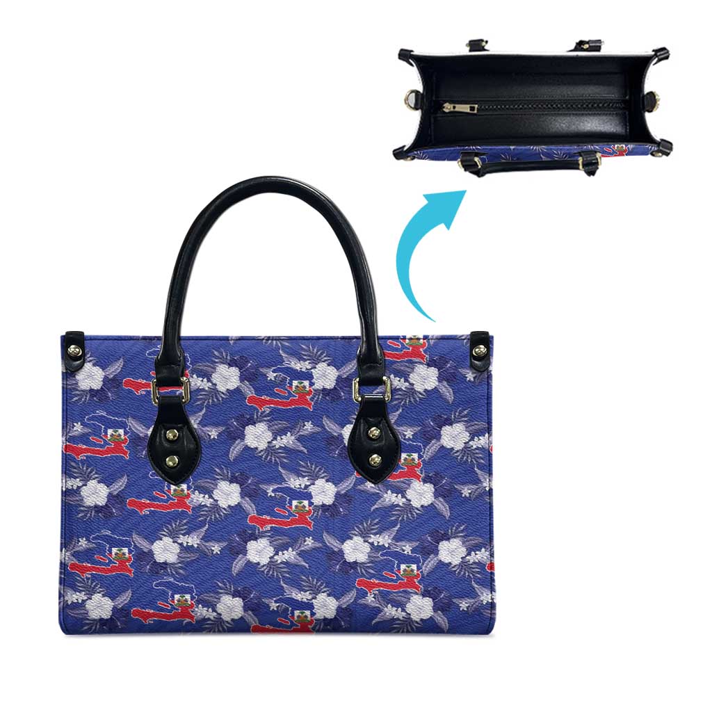 Afro-Haitians Leather Bag Ayiti Map and Rose Kayenn Tropical Style - Wonder Print Shop
