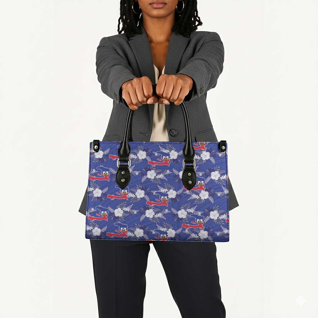 Afro-Haitians Leather Bag Ayiti Map and Rose Kayenn Tropical Style - Wonder Print Shop