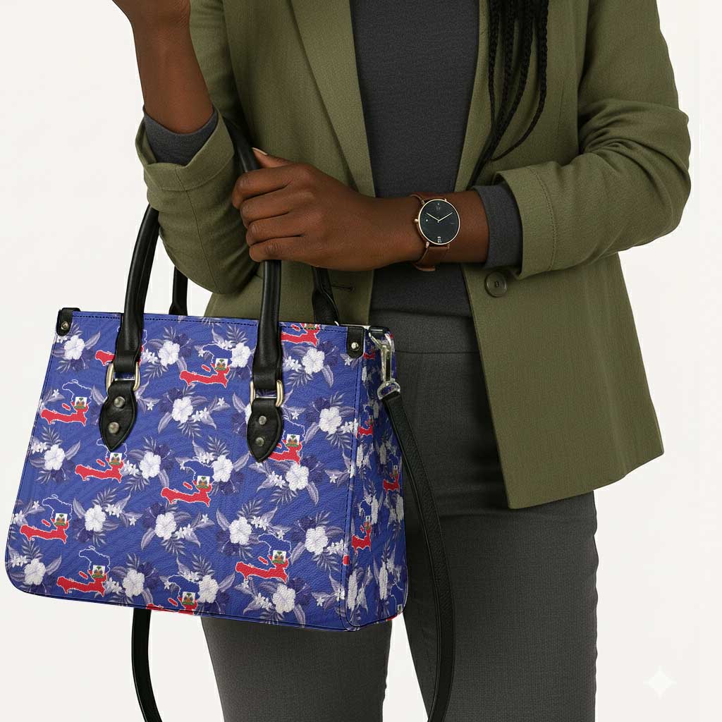 Afro-Haitians Leather Bag Ayiti Map and Rose Kayenn Tropical Style - Wonder Print Shop