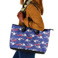 Afro-Haitians Leather Tote Bag Ayiti Map and Rose Kayenn Tropical Style - Wonder Print Shop