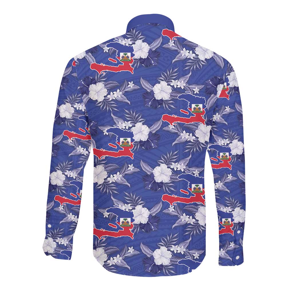 Afro-Haitians Long Sleeve Button Shirt Ayiti Map and Rose Kayenn Tropical Style - Wonder Print Shop
