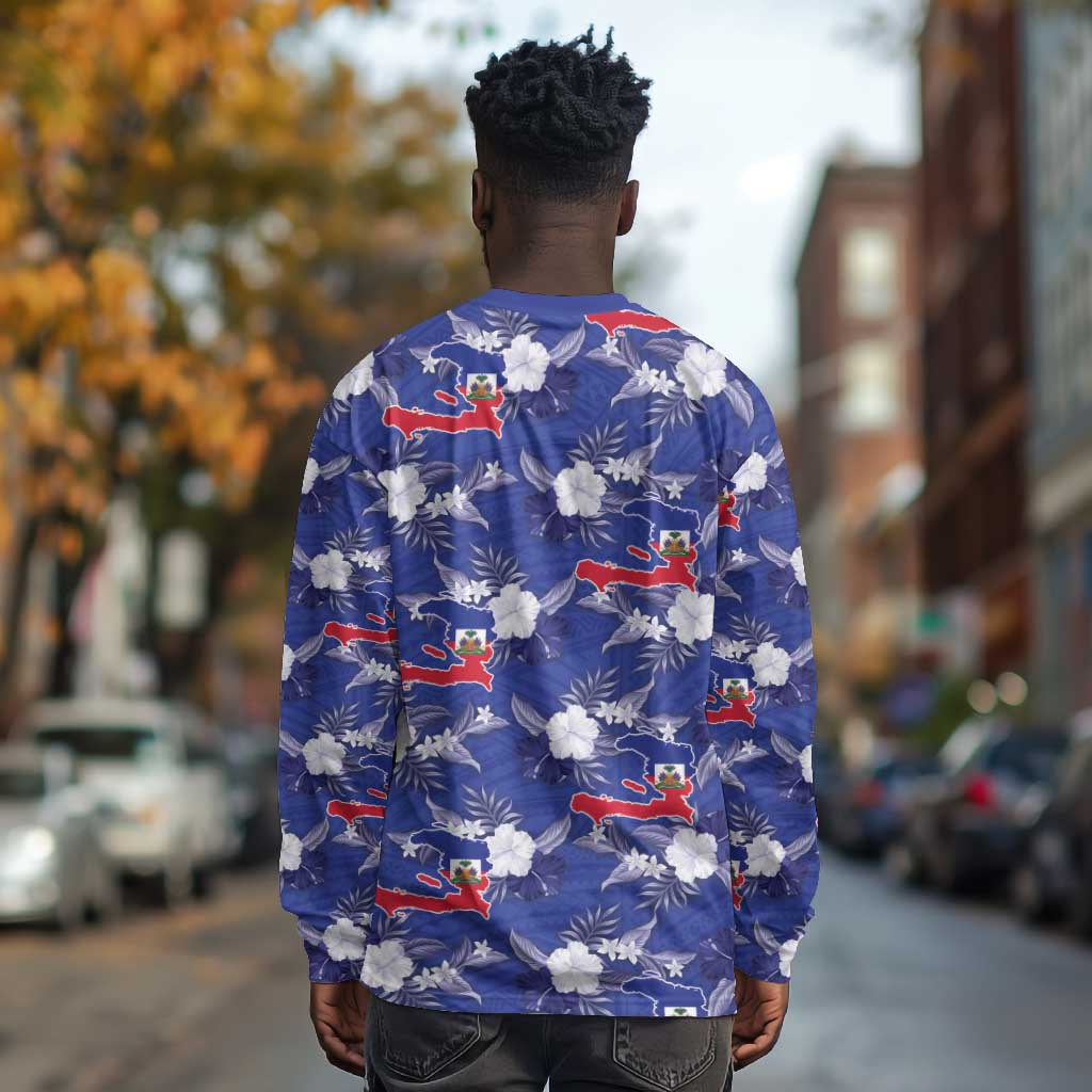 Afro-Haitians Long Sleeve Shirt Ayiti Map and Rose Kayenn Tropical Style - Wonder Print Shop