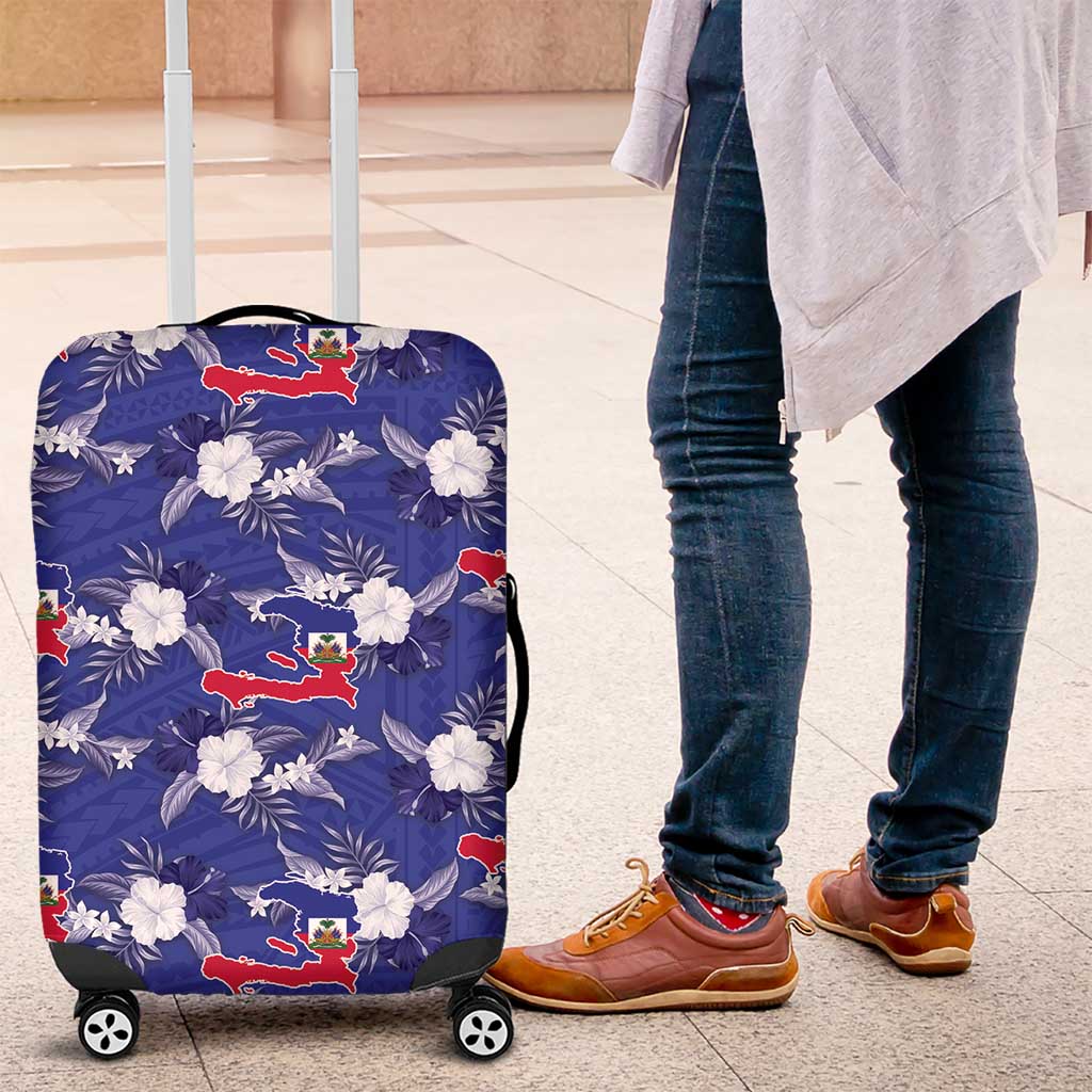Afro-Haitians Luggage Cover Ayiti Map and Rose Kayenn Tropical Style - Wonder Print Shop
