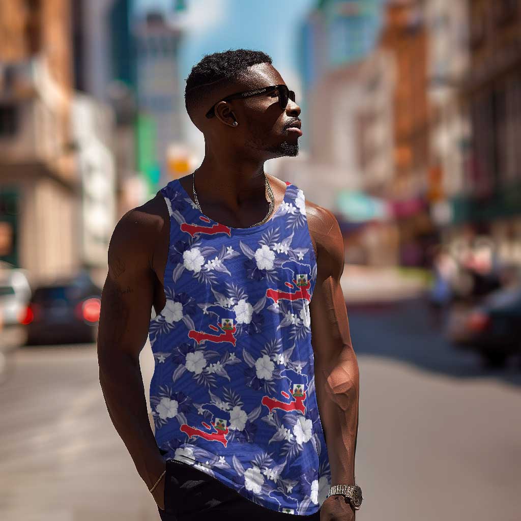 Afro-Haitians Men Tank Top Ayiti Map and Rose Kayenn Tropical Style - Wonder Print Shop