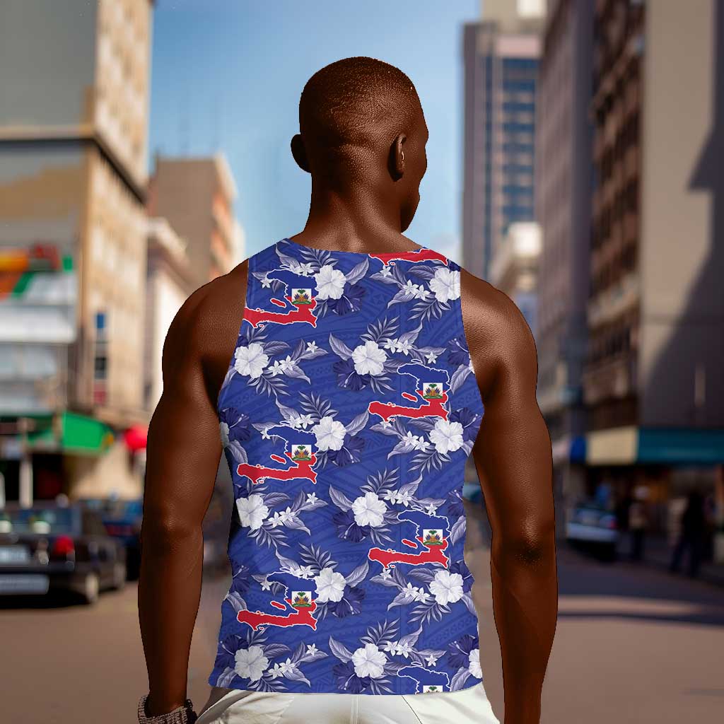 Afro-Haitians Men Tank Top Ayiti Map and Rose Kayenn Tropical Style - Wonder Print Shop