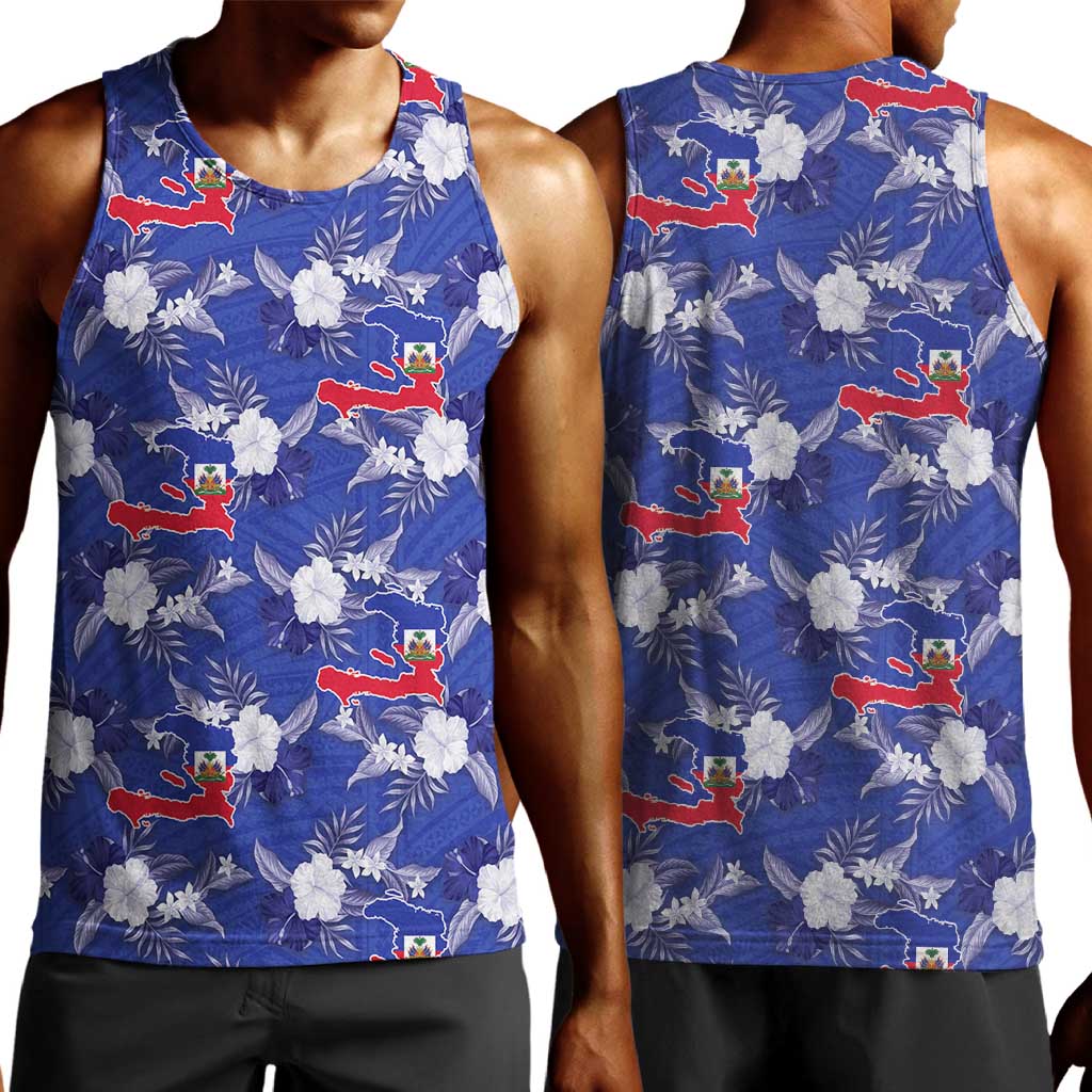 Afro-Haitians Men Tank Top Ayiti Map and Rose Kayenn Tropical Style - Wonder Print Shop